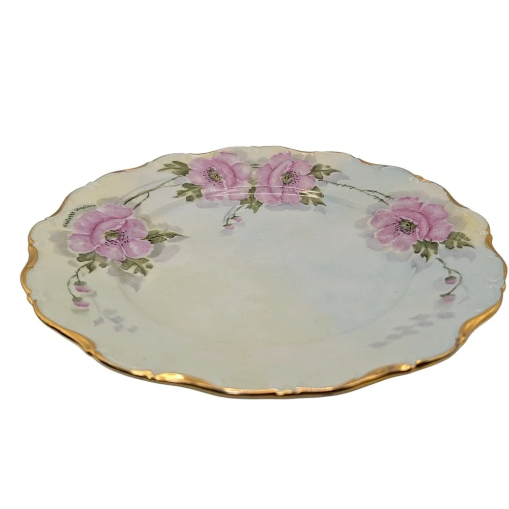 Seltmann Weiden Dinner Plate Floral Hand Painted‎ Bavaria West Germany Signed